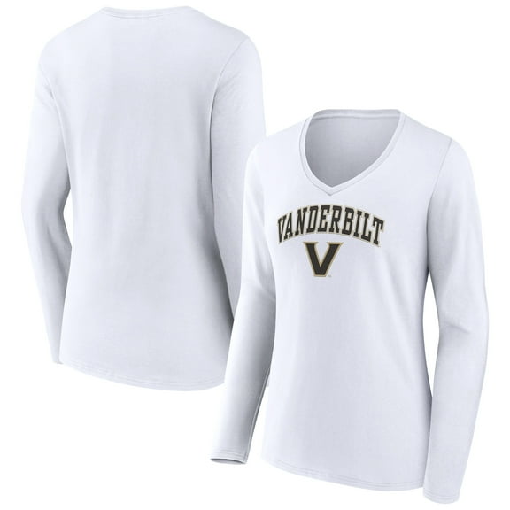 Women's White Vanderbilt Commodores Campus Long Sleeve V-Neck T-Shirt