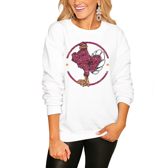 Women's White Virginia Tech Hokies End Zone Pullover Sweatshirt