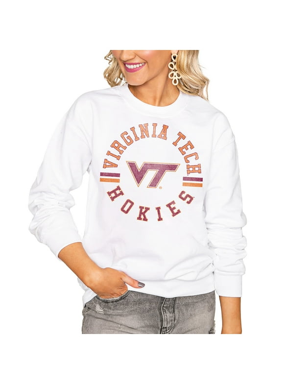 Women's White Virginia Tech Hokies Vintage Days Perfect Pullover Sweatshirt
