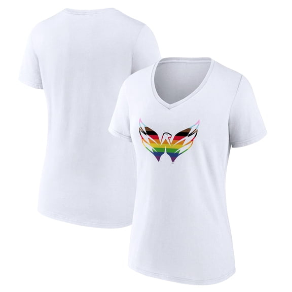 Women's White Washington Capitals Team Pride Logo V-Neck T-Shirt