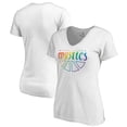 thumbnail image 1 of Women's White Washington Mystics Team Pride Wordmark V-Neck T-Shirt, 1 of 3