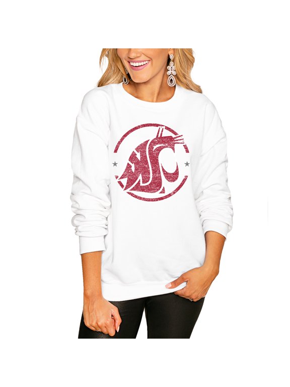 Women's Gameday Couture White Washington State Cougars End Zone Oversized Sweatshirt
