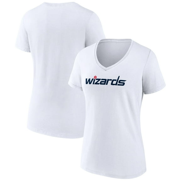 Women's White Washington Wizards Wordmark V-Neck T-Shirt