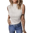 thumbnail image 1 of Women's White Wavy Textured Round Neck Sleeveless Tank Top for Casual Summer Wear - [ZhiHiMeRi] | (US 12-14)L, 1 of 12