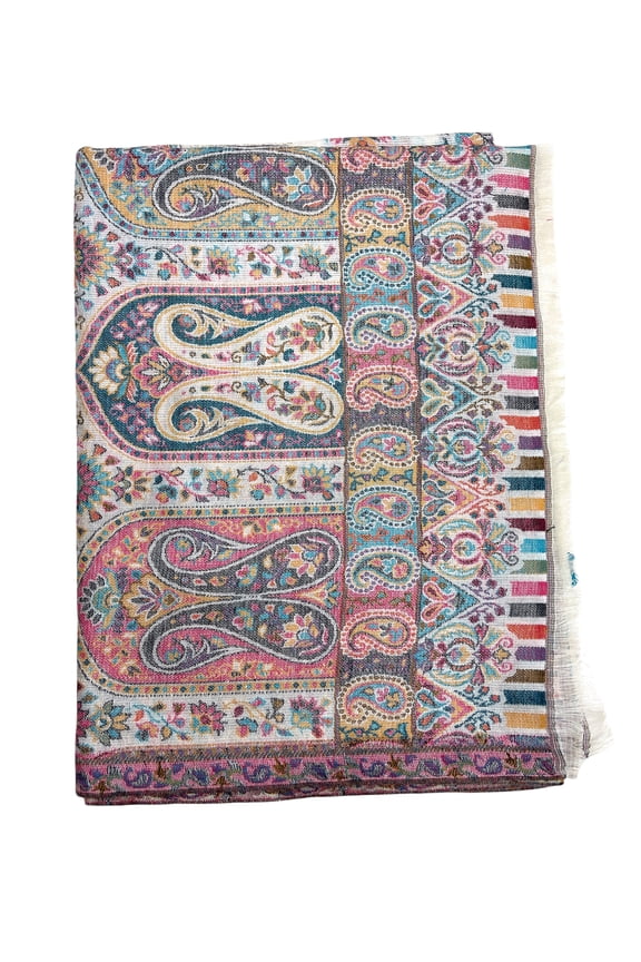 Women's White and Pink Modal scarves with Elegant Floral Prints Summer Spring Accessory for Outdoor Events Casual Events