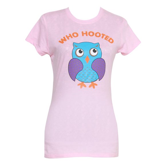 Women's "Who Hooted?" Owl Graphic T-Shirt - Lt Pink, 3XL