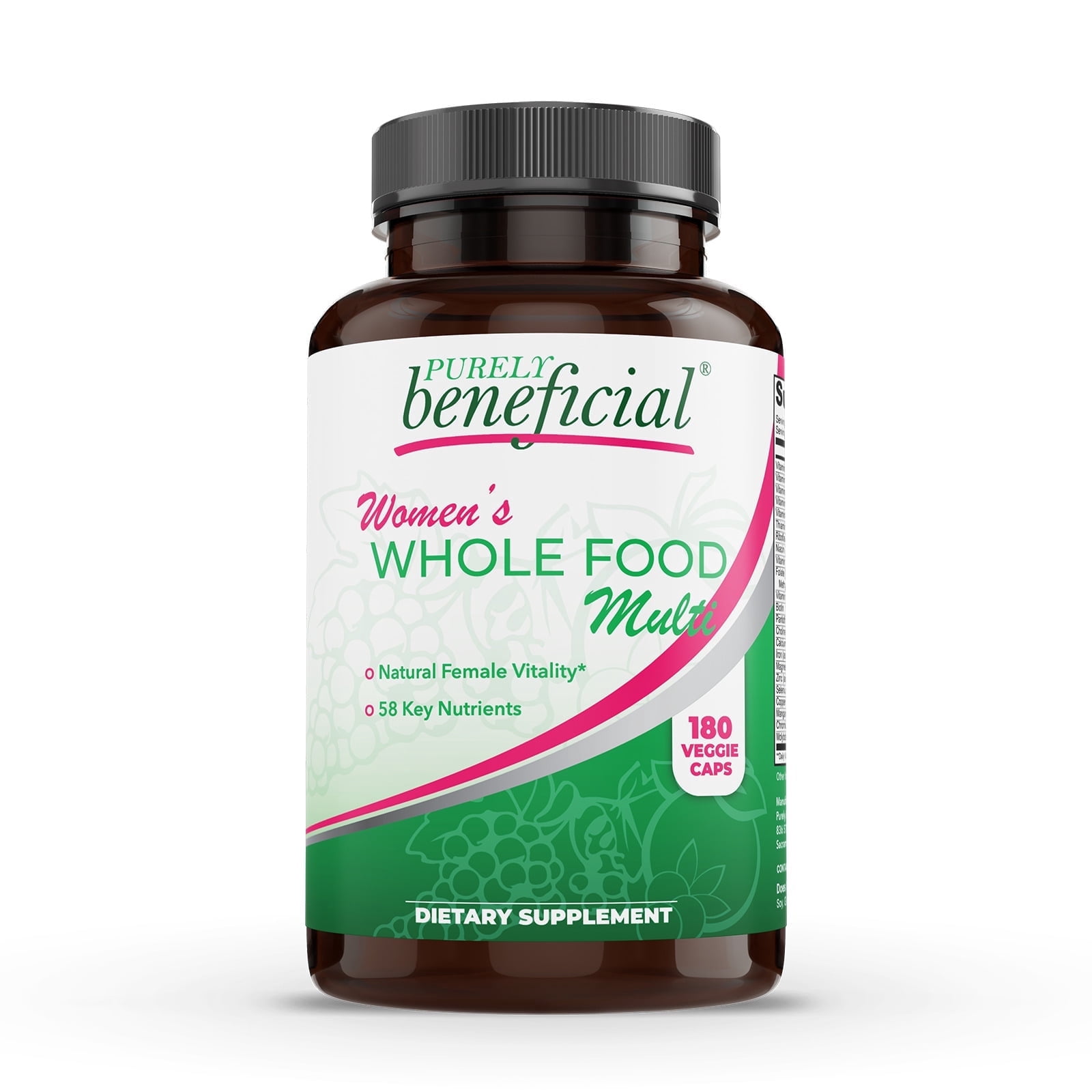 Women’s Whole Food MultiVitamin –58 Key Nutrients Including Vitamins, Minerals, Herbs, Probiotics, with Iron, Hair, Skin & Nail Complex for Complete Female Wellness- 180 Capsules
