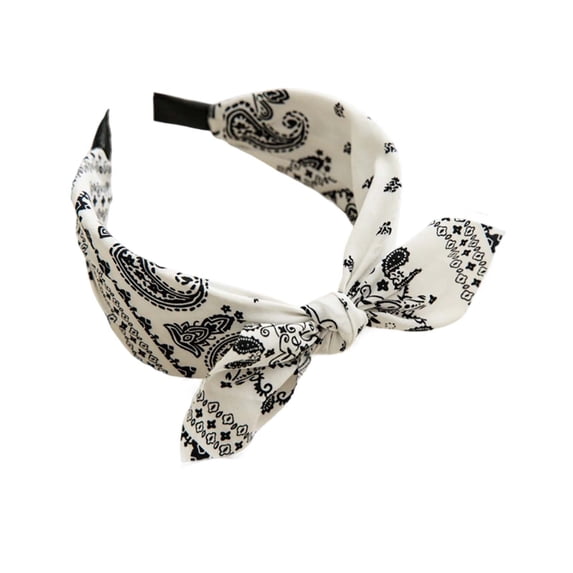 Women's Wide Bow Knot Headband, Retro Paisley Print Hair Band Accessory