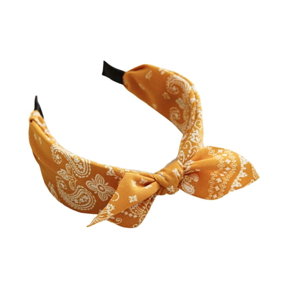 Women's Wide Bow Knot Headband, Retro Paisley Print Hair Band Accessory