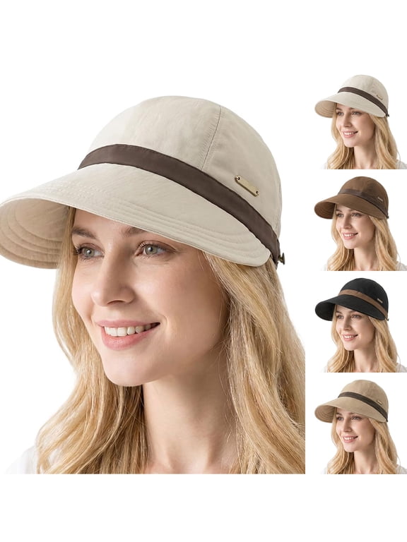 Women's Wide Brim Breathable Baseball Sun Hat for Ponytail Outdoor Travel Cap