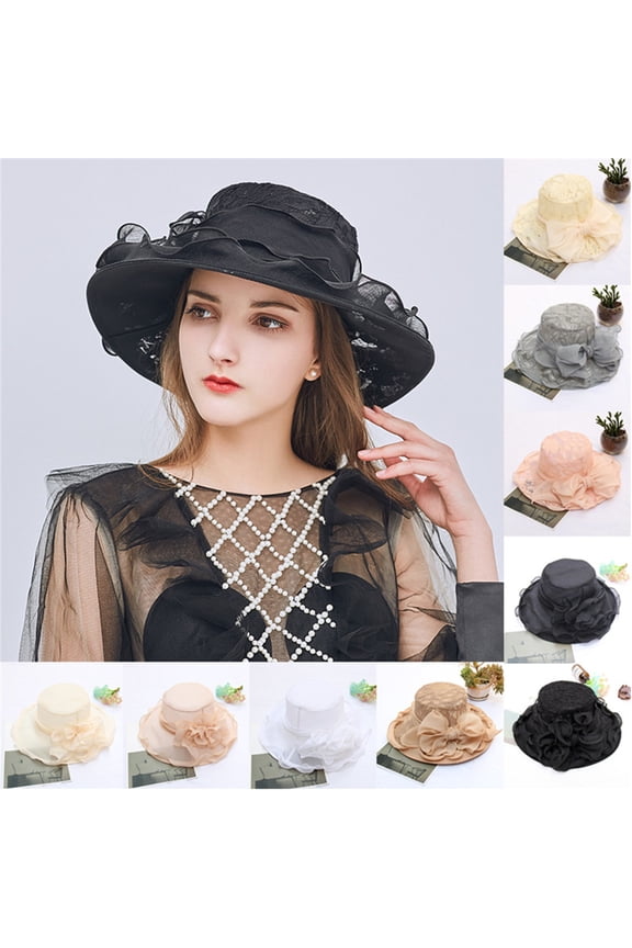 Women's Wide Brim Fancy Fascinator Hat Tea Party Wedding Cap Style