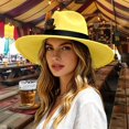 thumbnail image 1 of Women's Wide Brim Felt Fedora Hat with Faux Feather Classic Retro Jazz Cap Adjustable Elegant Party Dress Up Hat, 1 of 4