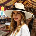 thumbnail image 1 of Women's Wide Brim Felt Fedora Hat with Faux Feather Classic Retro Jazz Cap Adjustable Elegant Party Dress Up Hat, 1 of 4