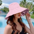 thumbnail image 1 of Women's Wide Brim Fisherman Hat, Foldable Sun Hat with UV Protection, Lightweight Polyester Beach Hat for Women, Summer Outdoor Sun Protection Accessory for Pool, Travel-Pink, 1 of 4