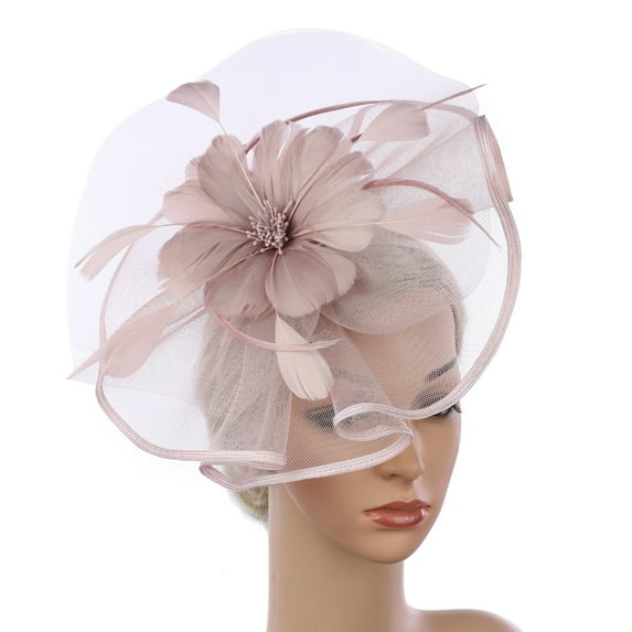 Women's Wide Brim Organza Hat, Vintage Lace-Look Floppy Sun Hat, Elegant Dressy Hat for Wedding Guest, Mother of the Bride, and Formal Events-Rose Gold