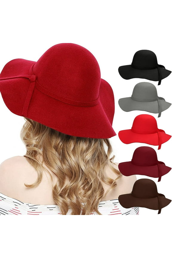 Women's Wide Brim Retro Fedora Floppy Felt Bowler Hat