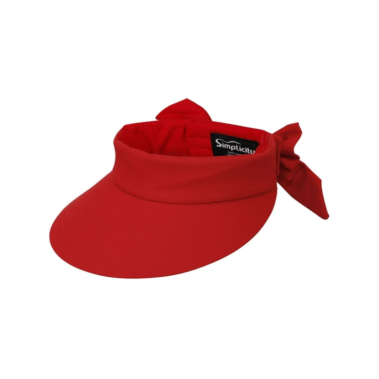 Women's Wide Brim SPF 50+ UV Protection Sun Visor Hat,Red