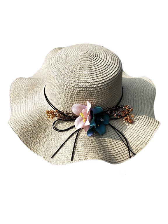 Women's Wide Brim Straw Sun Hat with Bow Foldable Floppy UPF 50+ Beach Vacation Summer Cap