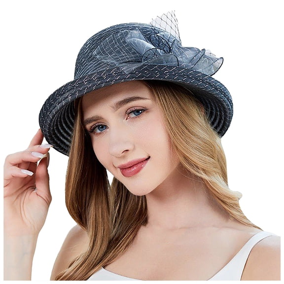 Women's Wide Brim Sun Hat Floral Beach Dress Hat for Outdoor Wedding Bridal Shower Summer Accessory