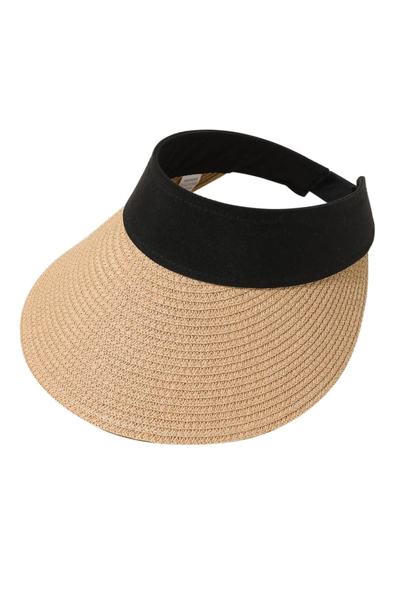 Women's Wide Brim Sun Hat with Open Crown, Adjustable Elastic Band Summer Beach Hat, Foldable Floppy Sun Hat for Vacation, Ponytail-Friendly Open Top Sun Protection Hat for Outdoor and Travel Khaki