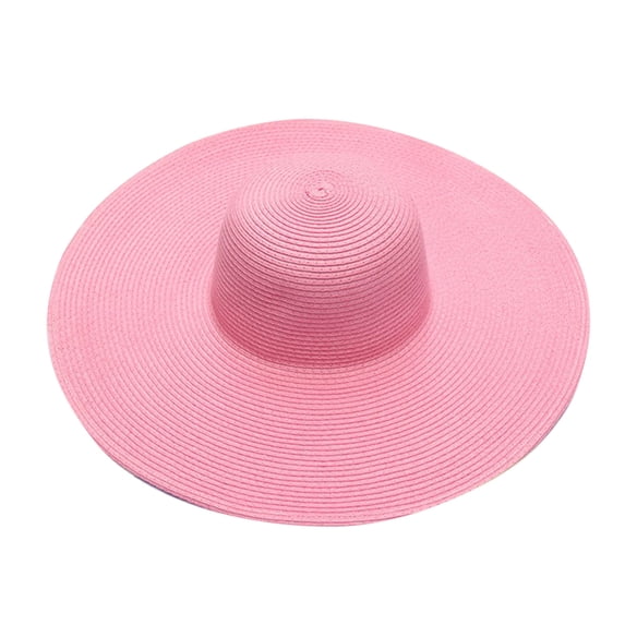 Women's Wide Brim Sun Hat, Straw Style Beach Hat for Summer, Sun Protection Floppy Hat for Travel and Vacations, Lightweight Casual Hat for Spring and Summer - Pink
