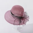 thumbnail image 1 of Women's Wide Brim Sun Hat - Summer Church Wedding Tea Party Bridal Hat with Bow Clearance, Yubnlvae Women Hat Bridal Wedding Church Tea Wide Brim Summer Sun Cap , Purple, One Size, 1 of 5