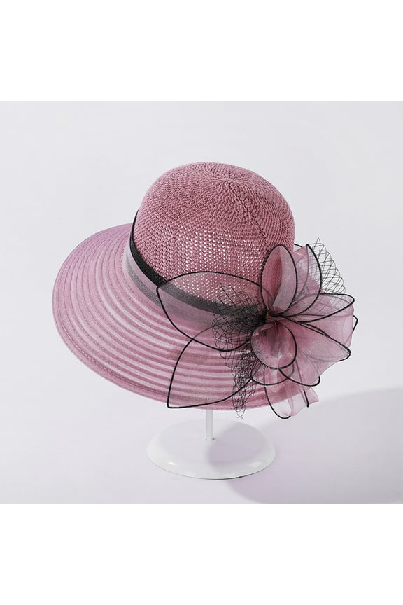 Women's Wide Brim Sun Hat - Summer Church Wedding Tea Party Bridal Hat with Bow Clearance, Yubnlvae Women Hat Bridal Wedding Church Tea Wide Brim Summer Sun Cap , Purple, One Size