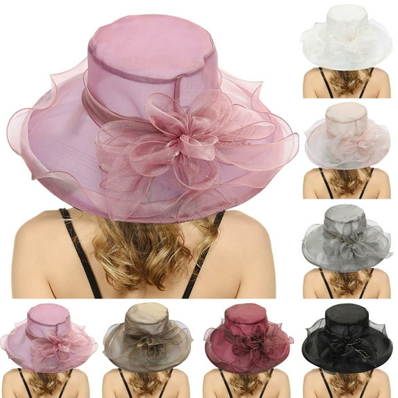 Women's Wide Brim Sun Hat with Floral Design for Beach and Summer Events