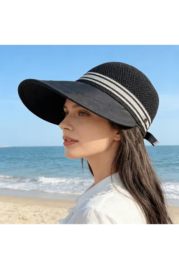 Women's Wide Brim Sun Hat with Ponytail Slit & Mesh Band Classic Outdoor Travel Baseball Cap for Spring & Summer Hiking Beach Gardening