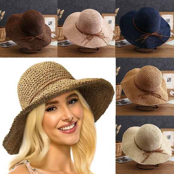 Women's Wide Brim Sun Hat with UPF UV Protection Summer Boho Hat for Beach Hiking Garden Travel/Light Brown