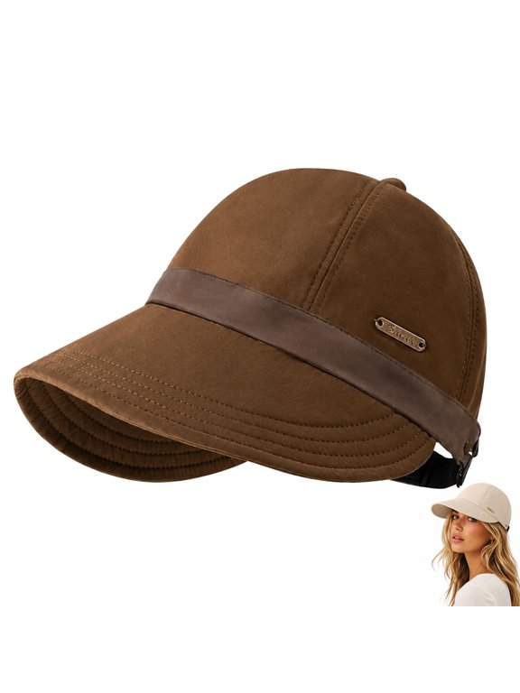 Women's Wide Brim Sun Visor Hat - Adjustable UPF 50+ Open Top Cap for Ponytails, Golf, and Beach