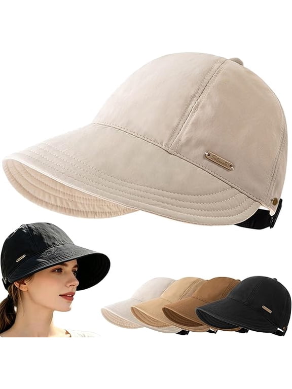 Women's Wide Brim Sun Visor Hat,Beach Hats for Women Trendy,UPF 50+ Open Top UV Protection Adjustable Cap for Golf Beach Travel Sun Protection Outdoor