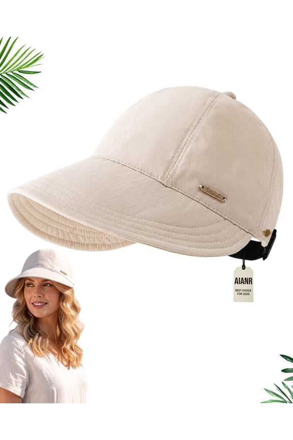 Women's Wide Brim Sun Visor Hat UPF 50+ Adjustable Ponytail Cap for Summer