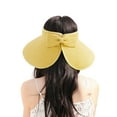 thumbnail image 1 of Women's Wide Brim Visor Hat with Bow Detail Adjustable Velcro Closure for Beach or Outdoor Protection - Yellow, 1 of 6