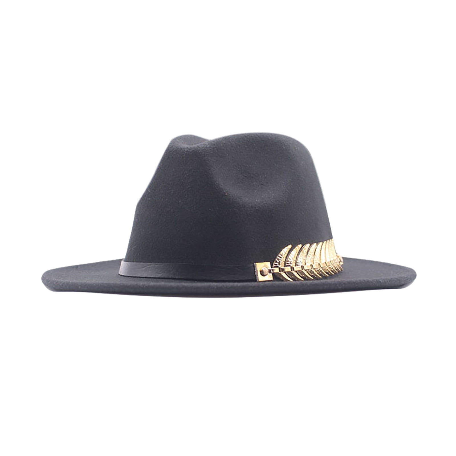 Wide Brim Wool Floppy Fedora Hat with Belt Buckle for Women Lanzom Women Lady Retro Wide Brim Floppy Panama Hat Belt  main image 3