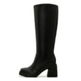 thumbnail image 1 of Women's Wide Calf Knee High Boots – Black Platform Chunky Heel Tall Plus Size Boots for Women, Faux Leather Fall Winter Fashion 10w, 1 of 6