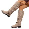 thumbnail image 1 of Women's Wide Calf Knee High Slouchy Boots Comfortable Low Heel Round Toe Fall Winter Long Boots with Bow Solid Color Casual Boots for Women, 1 of 9