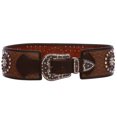 thumbnail image 1 of Women's Wide Contour High Waist Faux Ostrich Print Western Rhinestone Belt, 1 of 3