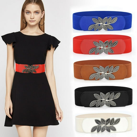 Women's Wide Elastic Waist Belt Stretch Dress Buckle Band Accessory