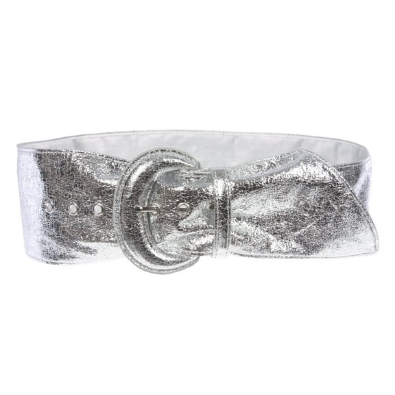 Women's Wide High Waist Metallic Crack Print Tapered Sash Belt