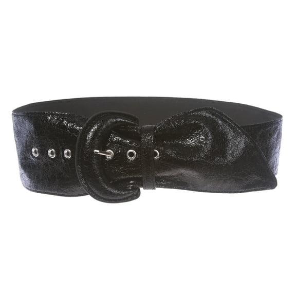 Women's Wide High Waist Metallic Crack Print Tapered Sash Belt