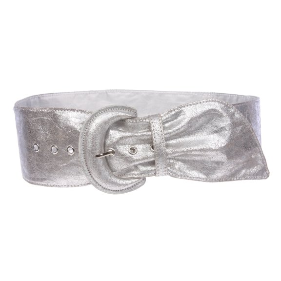 Women's Wide High Waist Metallic Crack Print Tapered Sash Belt