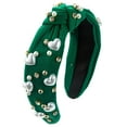 thumbnail image 1 of Women's Wide Knot Headband with Heart Pearl, Valentine's Day Hair Accessories for Women and Girls, Rhinestone Beaded Hairband for Wedding Party and Daily Wear - Green, 1 of 4