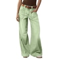thumbnail image 1 of Women's Wide Leg Baggy Jeans Mid Rise Butt Lifting Stretchy Denim Pants with Pockets Casual Loose Boyfriend Vintage Trousers, 1 of 8