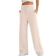 thumbnail image 1 of Women's Wide Leg Baggy Sweatpants Fleece Lined Sweat Pants Lounge Comfy Clothing Athletic Joggers with Pockets Beige XL, 1 of 4