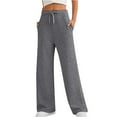 thumbnail image 1 of Women's Wide Leg Baggy Sweatpants Fleece Lined Sweat Pants Lounge Comfy Clothing Athletic Joggers with Pockets Dark Gray S, 1 of 4