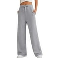 thumbnail image 1 of Women's Wide Leg Baggy Sweatpants Fleece Lined Sweat Pants Lounge Comfy Clothing Athletic Joggers with Pockets Light Gray XL, 1 of 4