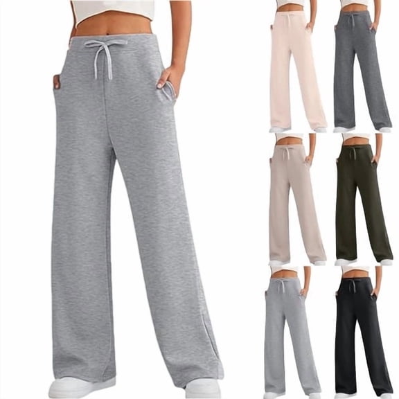 Women's Wide Leg Baggy Sweatpants Fleece Lined Sweat Pants Lounge Comfy Clothing Athletic Joggers with Pockets