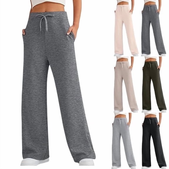 Women's Wide Leg Baggy Sweatpants Fleece Lined Sweat Pants Lounge Comfy Clothing Athletic Joggers with Pockets