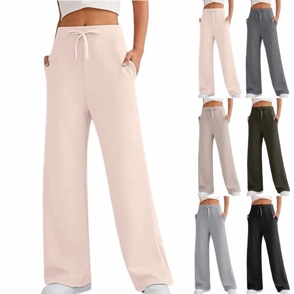 Women's Wide Leg Baggy Sweatpants Fleece Lined Sweat Pants Lounge Comfy Clothing Athletic Joggers with Pockets